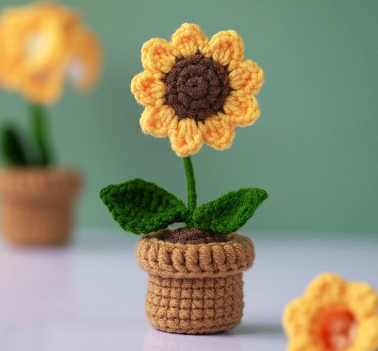 Sunflower Brown Pot Crochet
