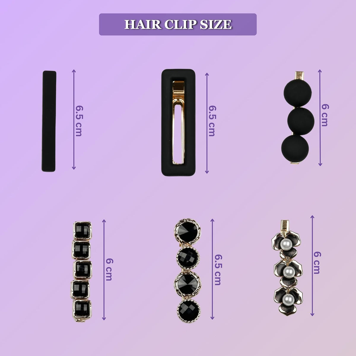 Black and gold decorative hair clip set with pearl flowers and geometric designs for women and girls