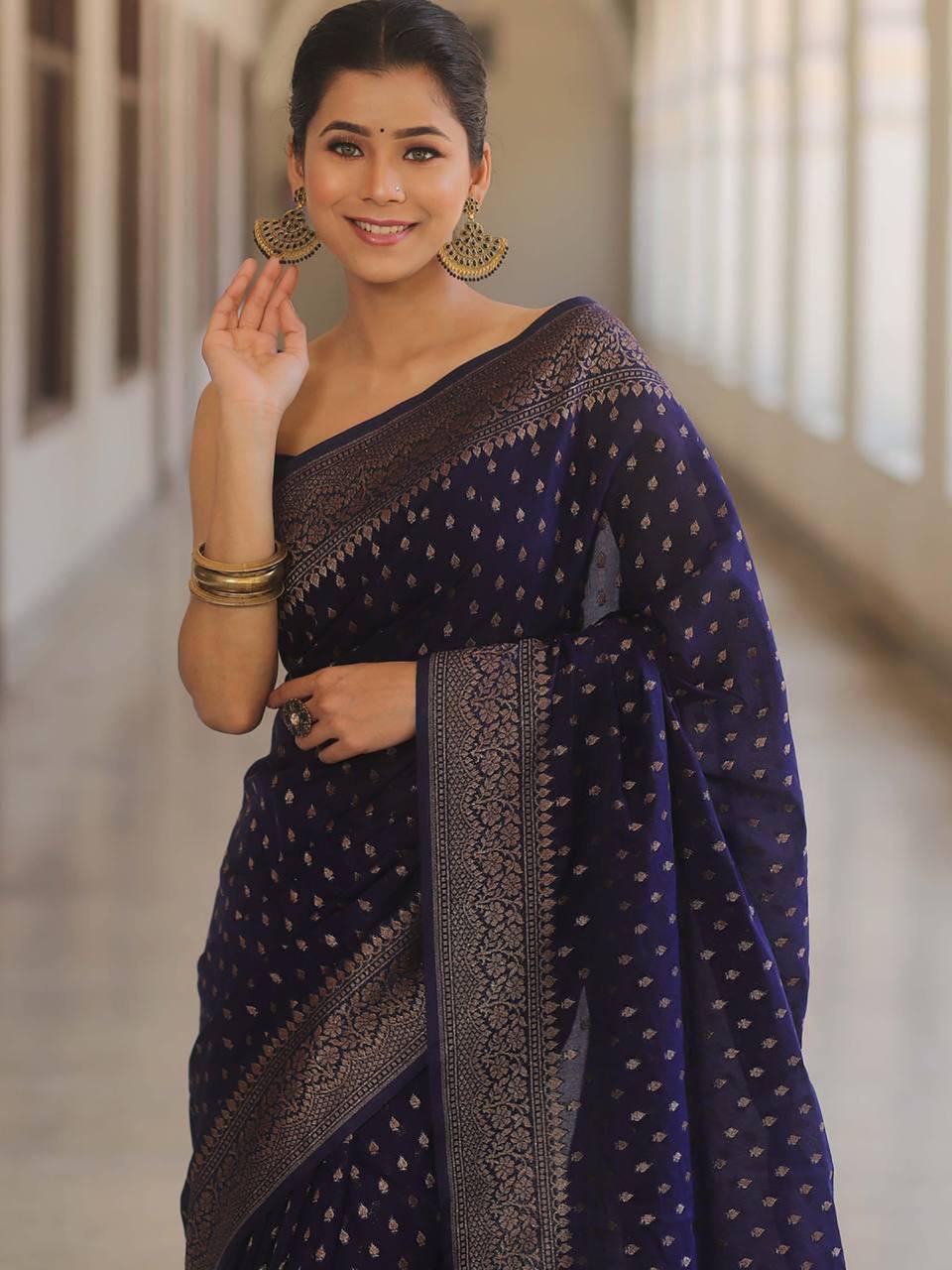 Traditional purple wedding saree for ladies