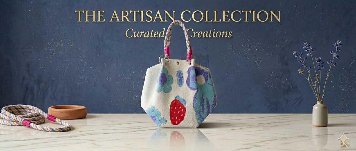 Cream multicolor knitted tote handbag with floral and red strawberry design for women and girls