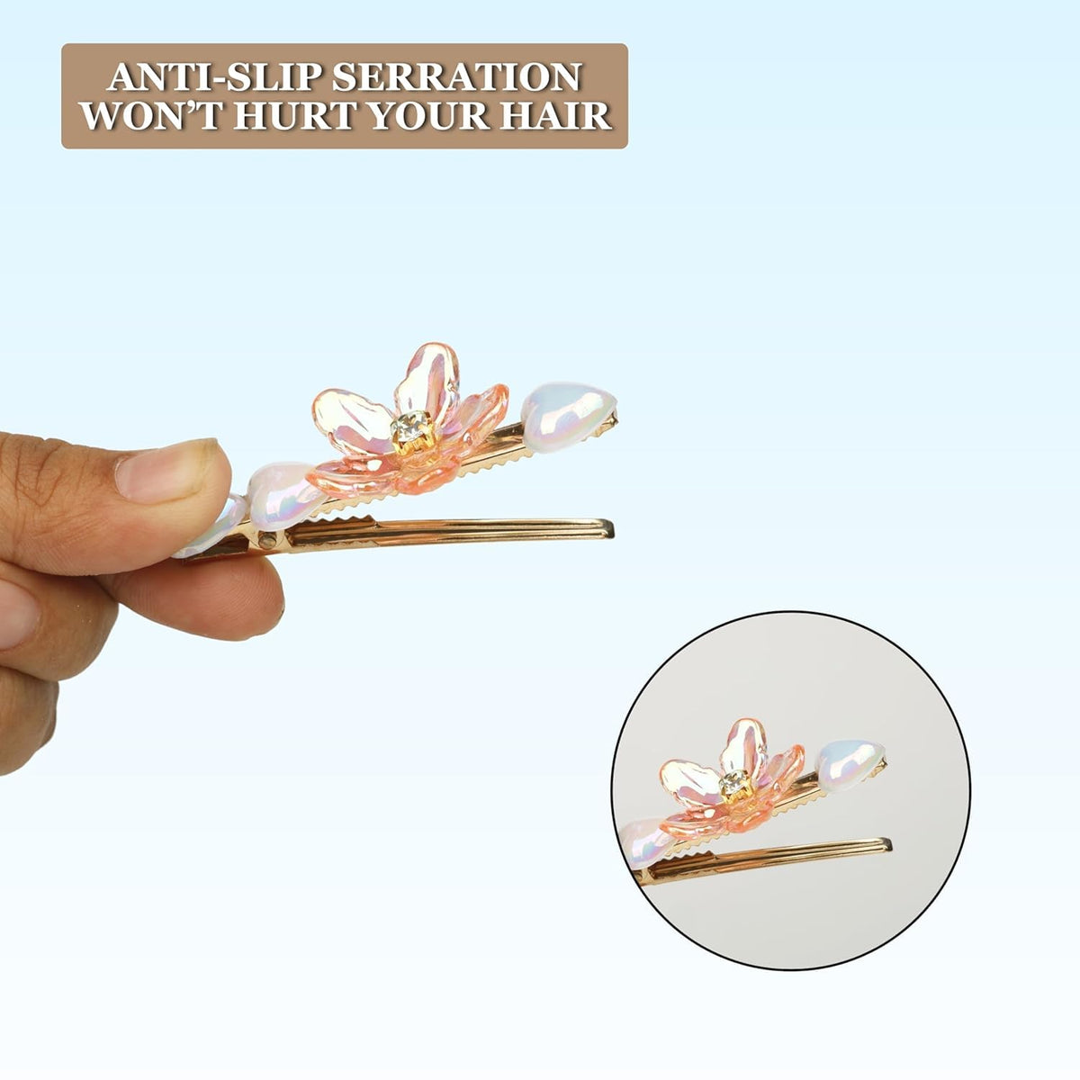 Pastel pink white heart daisy floral decorative hair clip set for women and girls