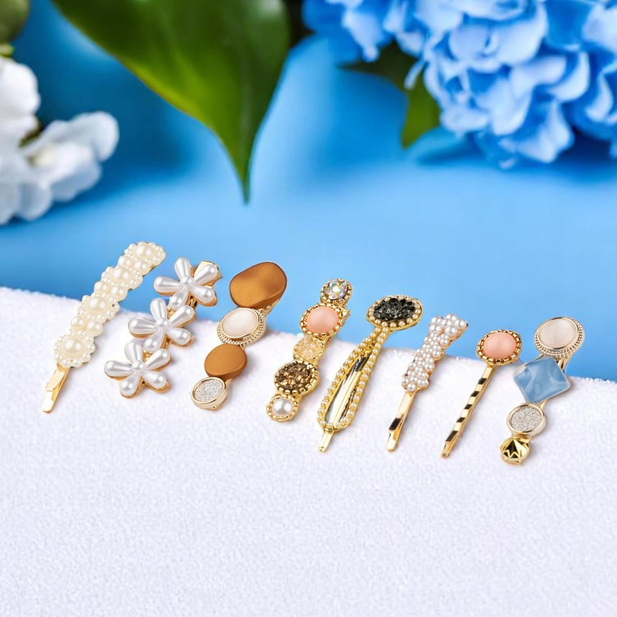Shop elegant pearl, floral and crystal-style hair clips for women and girls. Multicolor gold-tone decorative barrettes for parties, weddings and everyday styling.