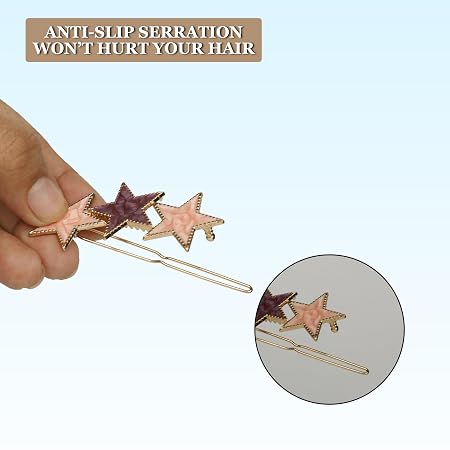 Pearl star flower crystal gold tone decorative hair clips set for women and girls
