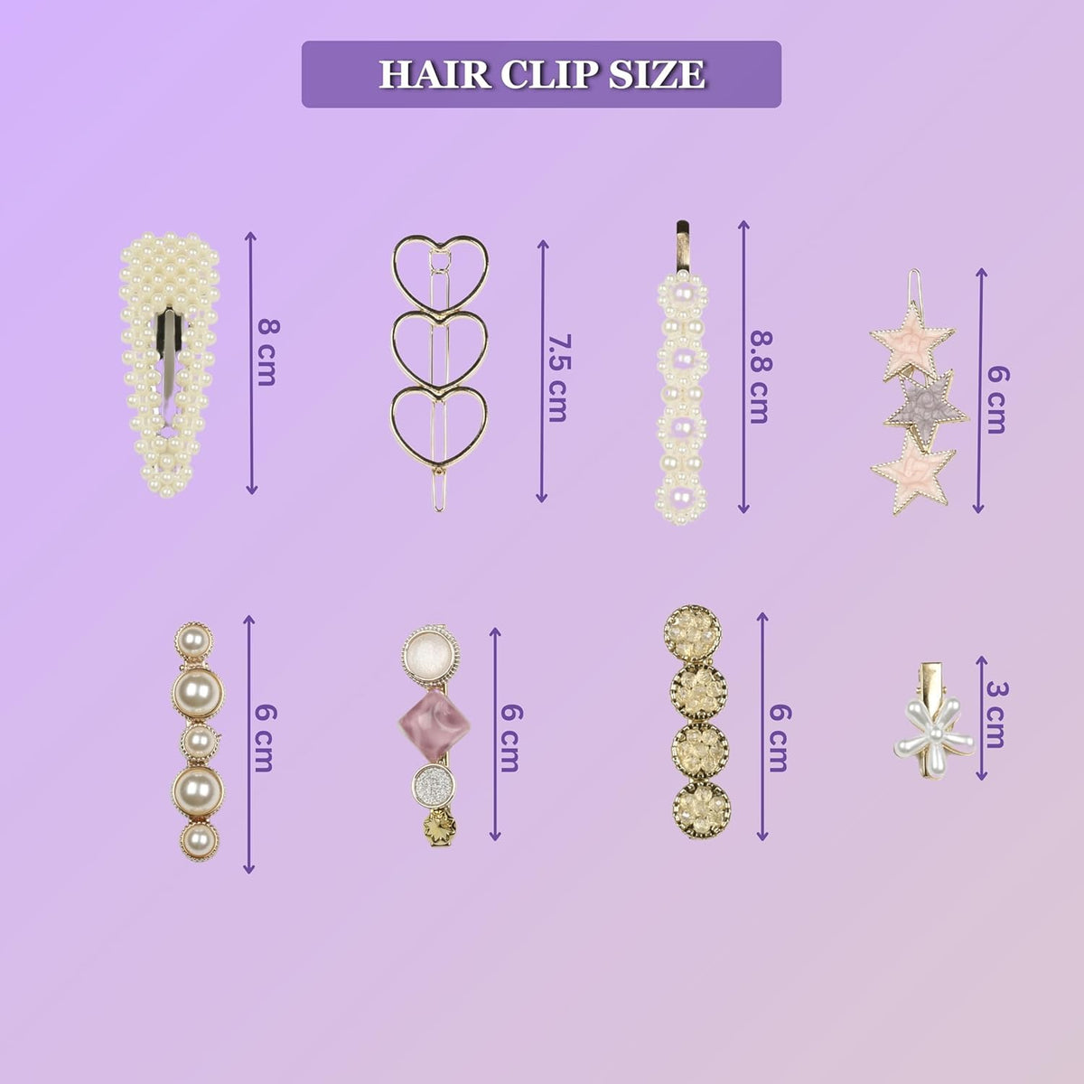 Pearl star flower crystal gold tone decorative hair clips set for women and girls
