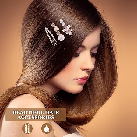 Purple heart pearl floral smiley decorative hair clips set for women and girls