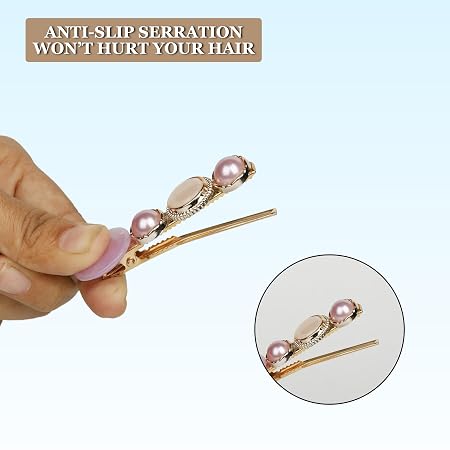 Purple heart pearl floral smiley decorative hair clips set for women and girls