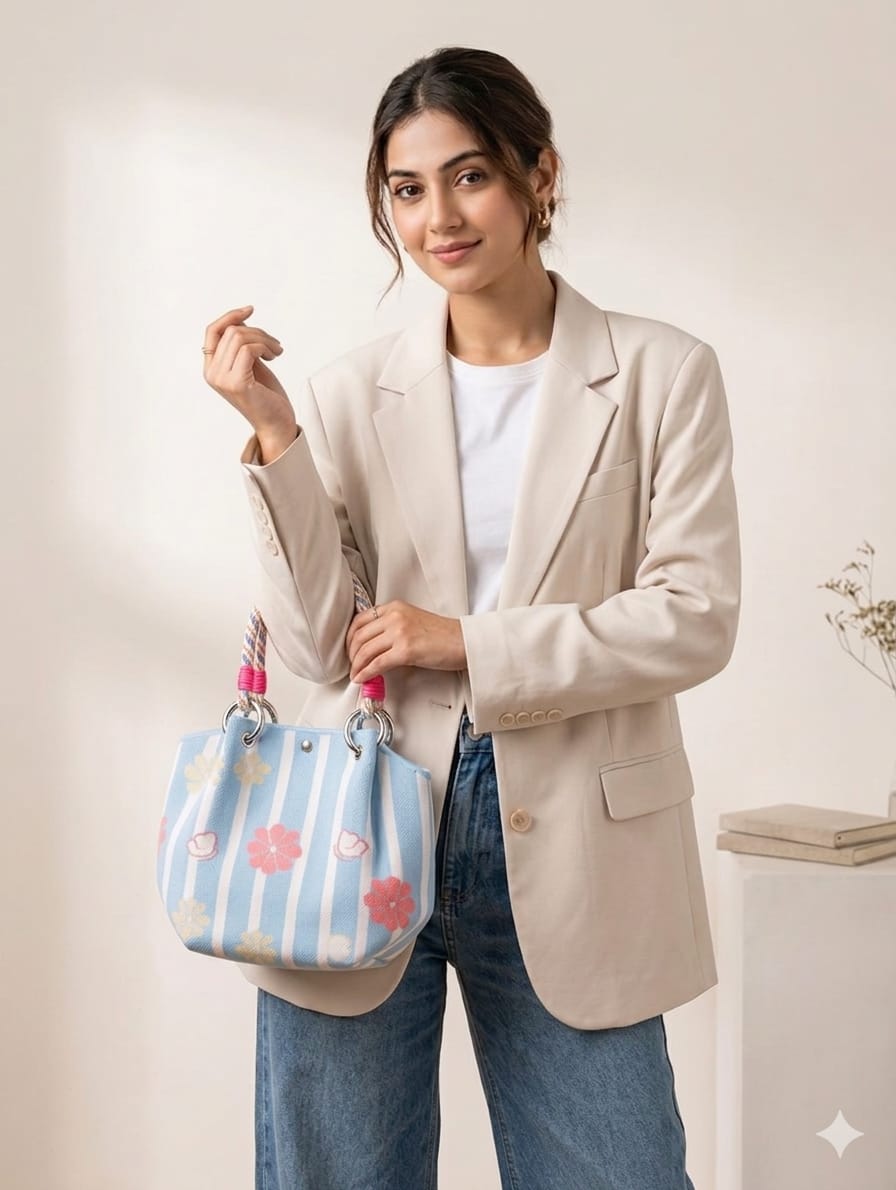 Flower Design Hand Bag