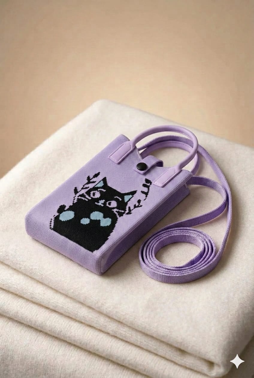 Cat Design Mobile Sling Bag