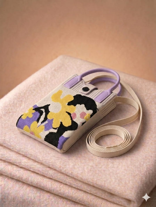 Woman & Flower Design Mobile Bag