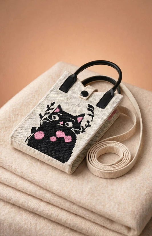 Black Cat Design Mobile Sling Bag