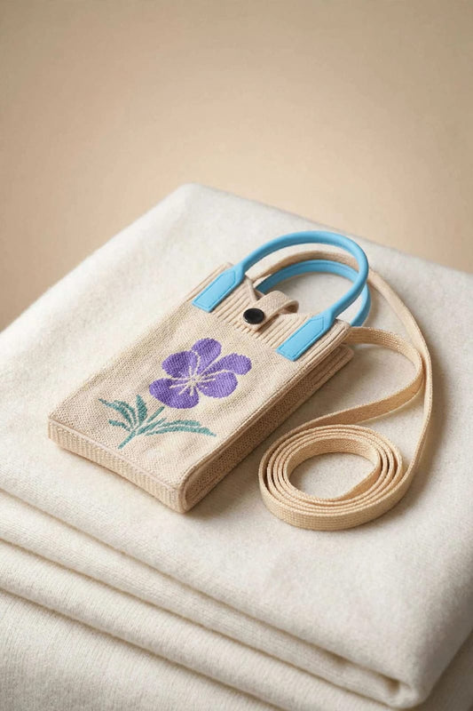Purple Flower Design Mobile Bag