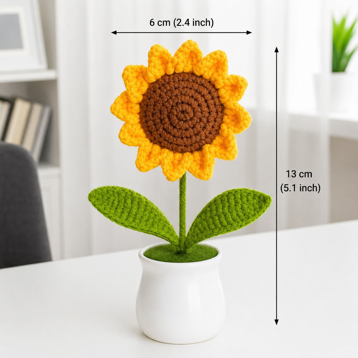 Sunflower White Pot Crochet