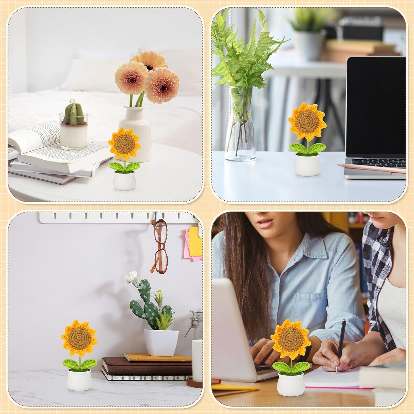 Sunflower White Pot Crochet