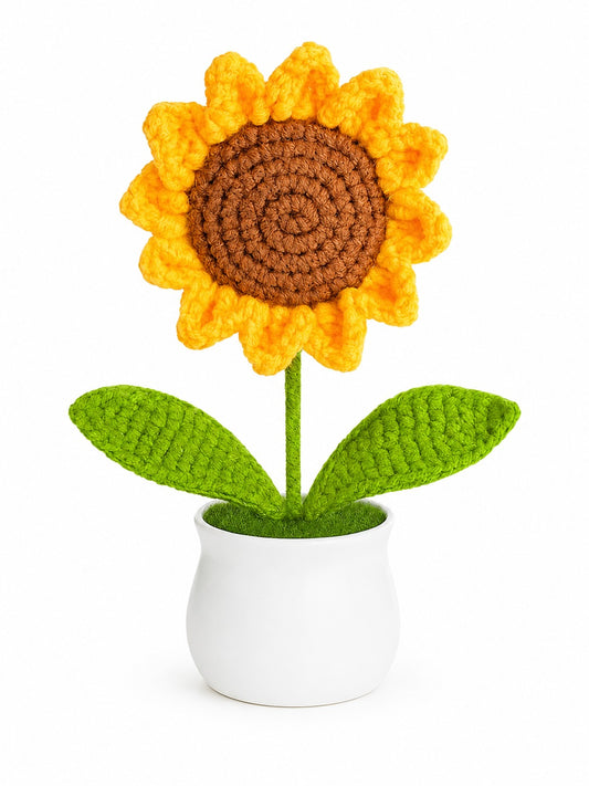 Sunflower White Pot Crochet