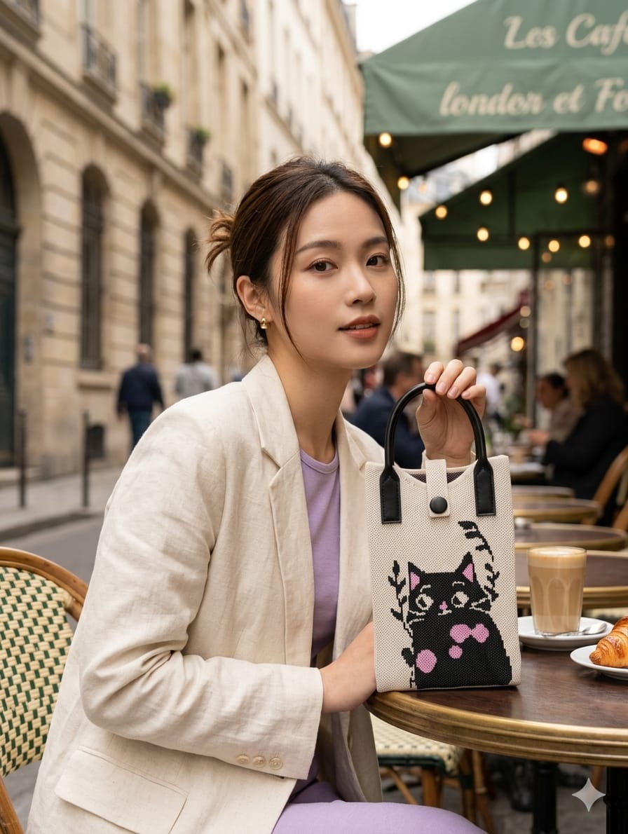 Black Cat Design Mobile Sling Bag