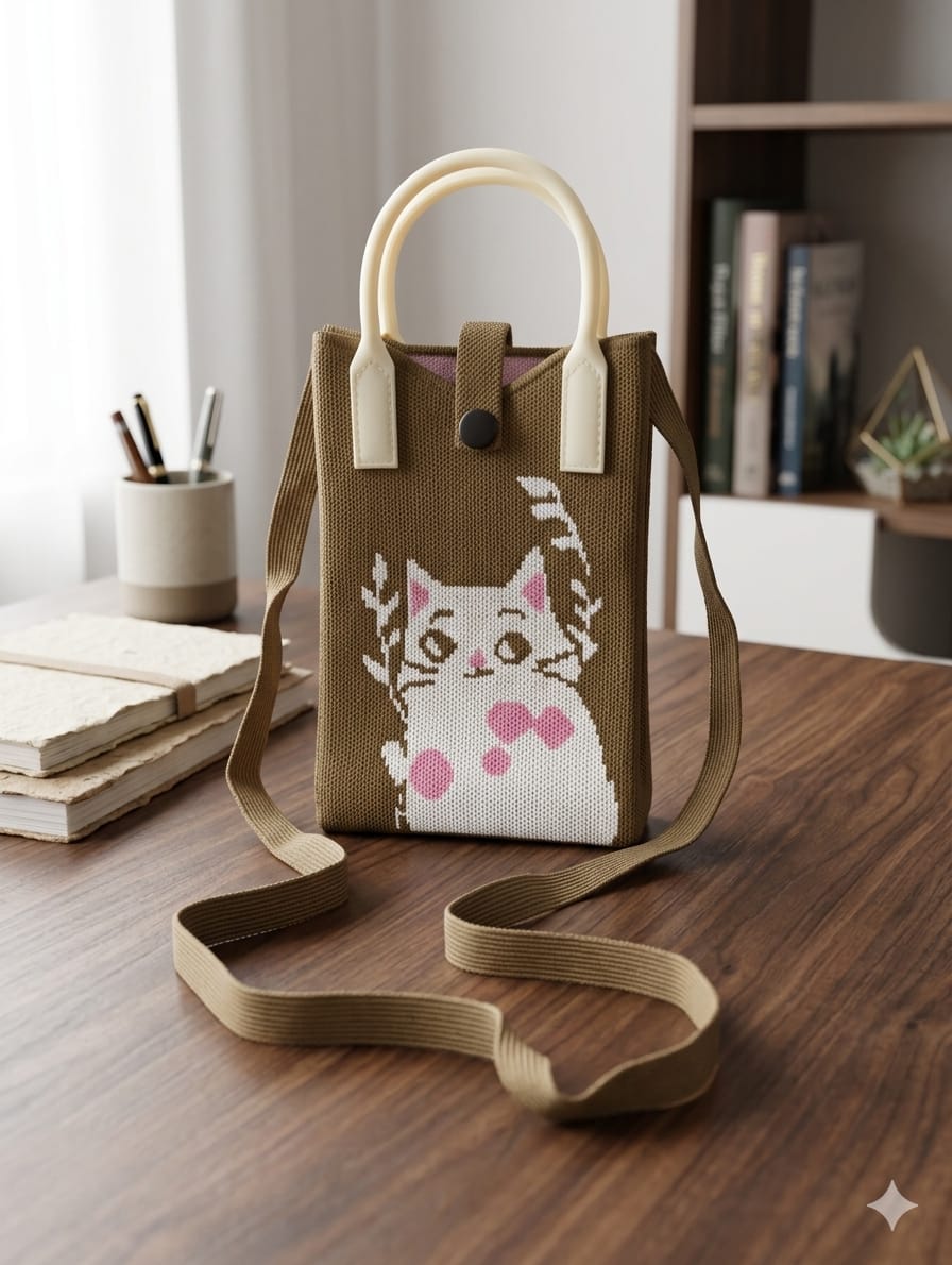 Cat Design Mobile Sling Bag