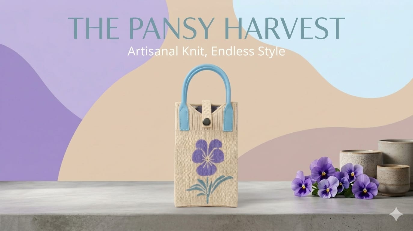 Purple Flower Design Mobile Bag