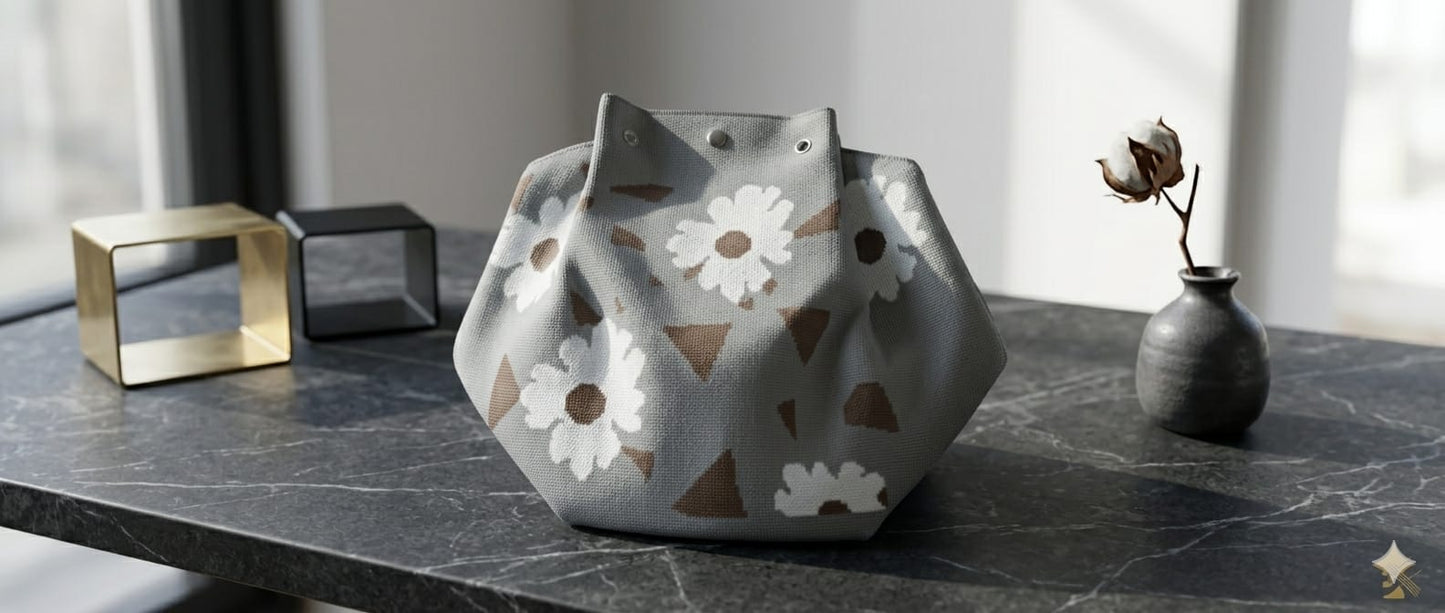 White Flower Design Hand Bag