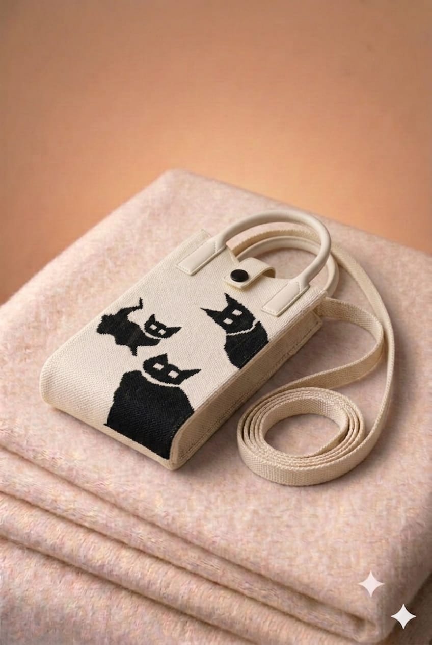Cat Design Mobile Sling Bag