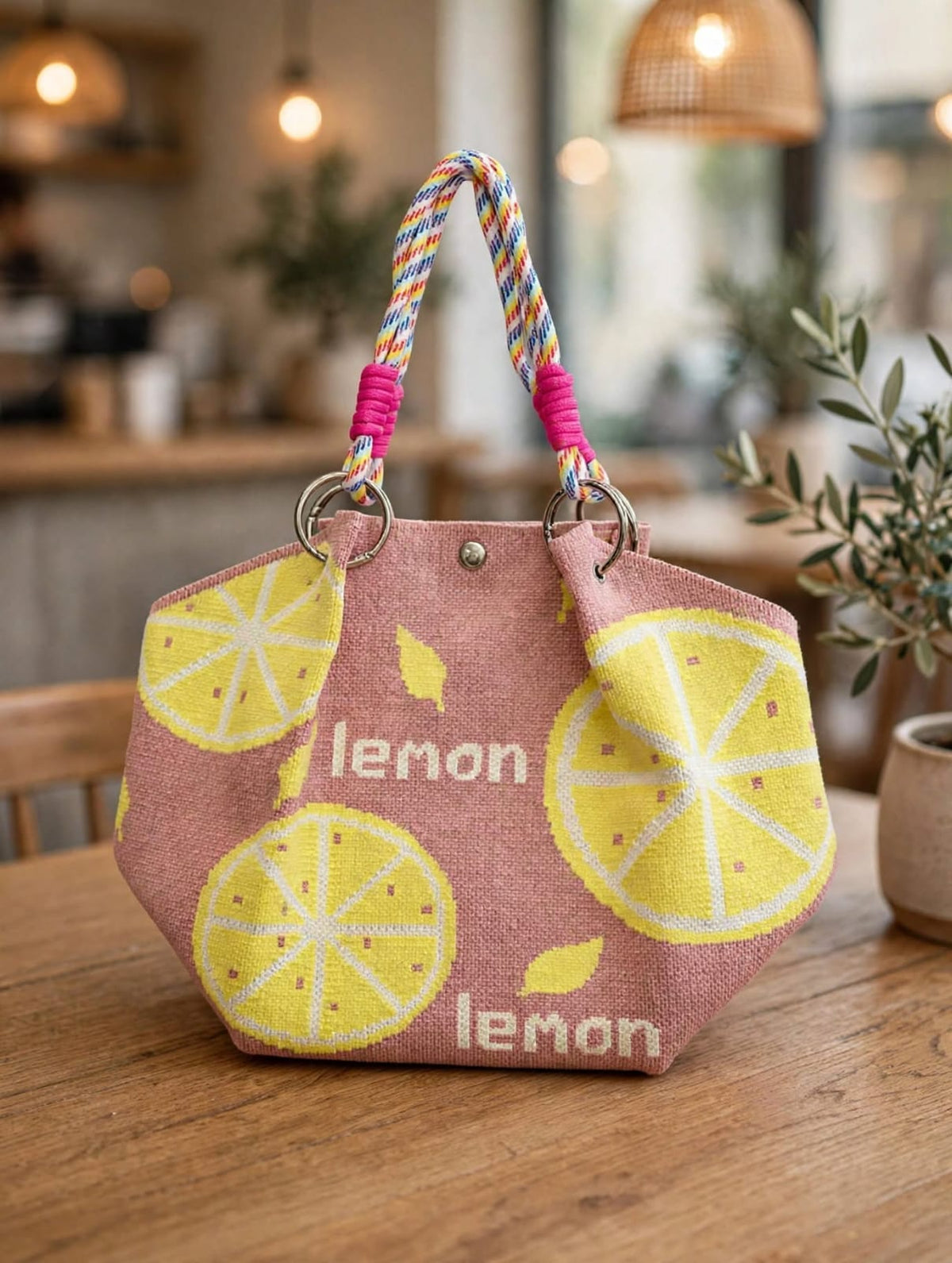 Lemon Design Pink Handbag